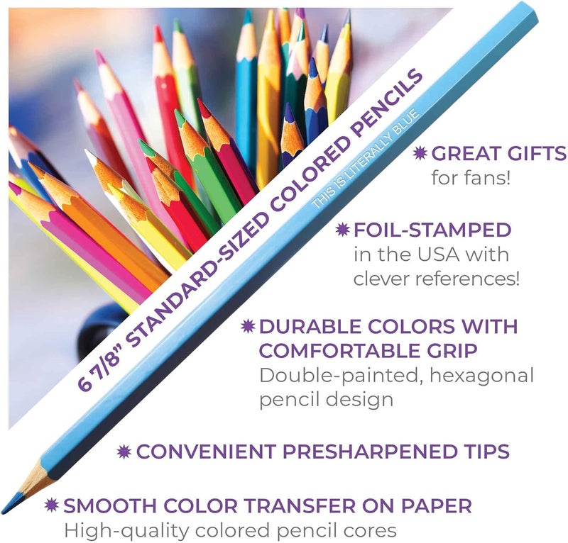Pun Labs Colors & Recreation-Themed Colored Pencil Set for Fans of Parks & Rec | Set of 12 Parody Pencils with Clever Show References | Each Pencil Foil-Stamped with Fun Quotes | Ideal Gift - Image 3